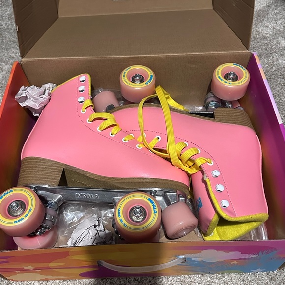 IMPALA Pink Roller Skates with Yellow Laces - Picture 1 of 4